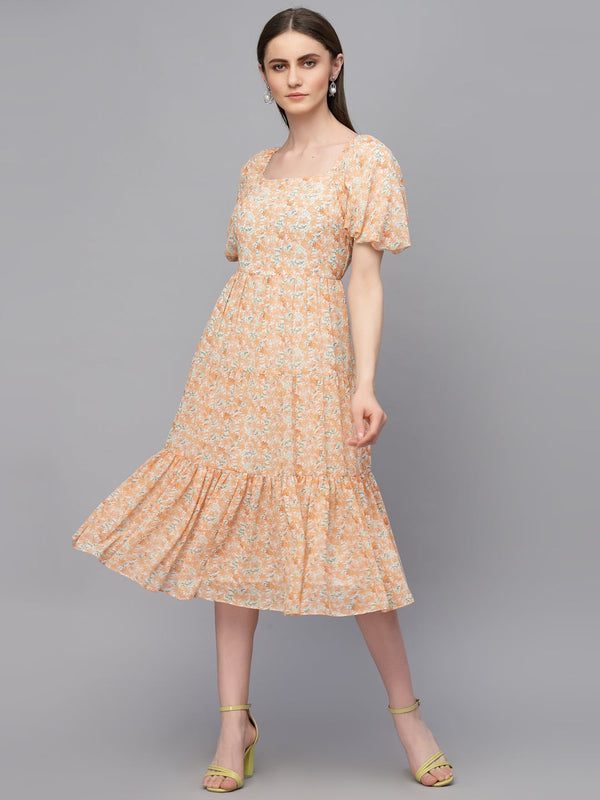 gipsy Gipsy Orange Georgette Dress Orange