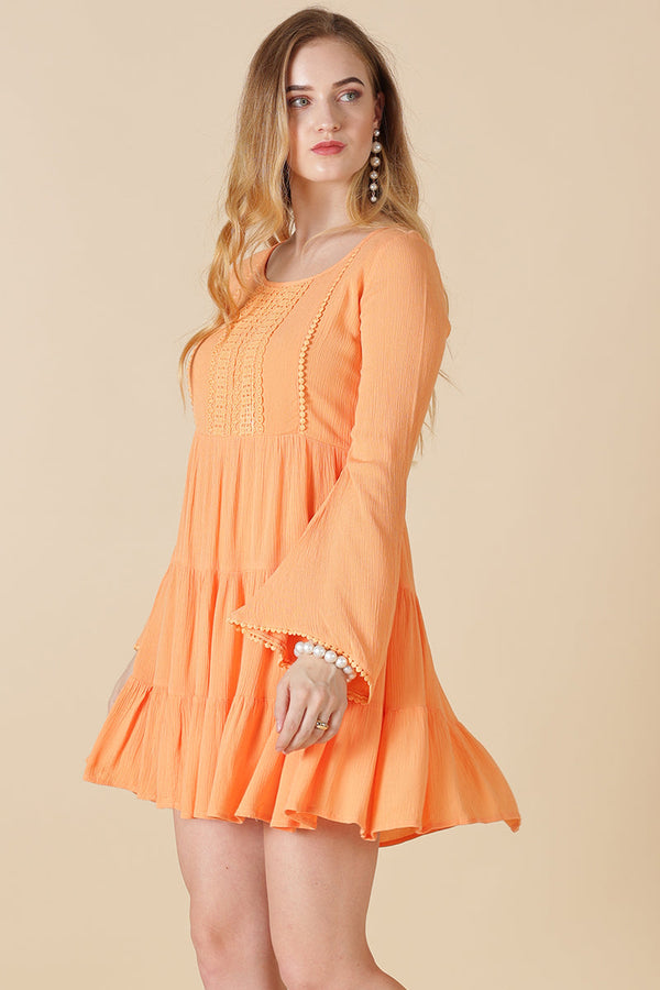 Gipsy Gipsy Orange Poly Crepe Dress Orange