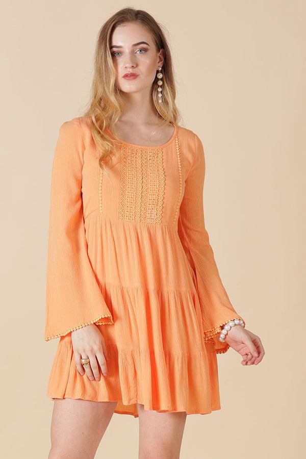 gipsy Gipsy Orange Poly Crepe Dress Orange