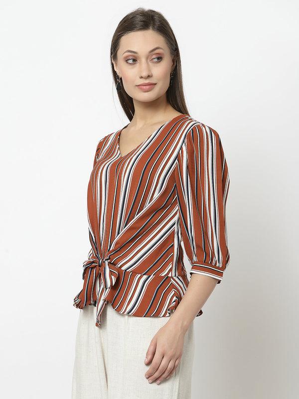 Gipsy Gipsy Orange Polyster Georgette Blouse