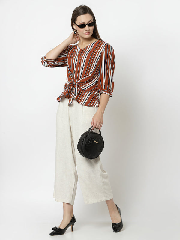 Gipsy Gipsy Orange Polyster Georgette Blouse