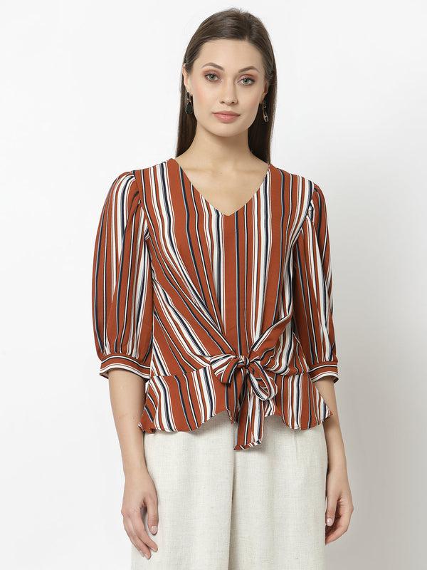 gipsy Gipsy Orange Polyster Georgette Blouse