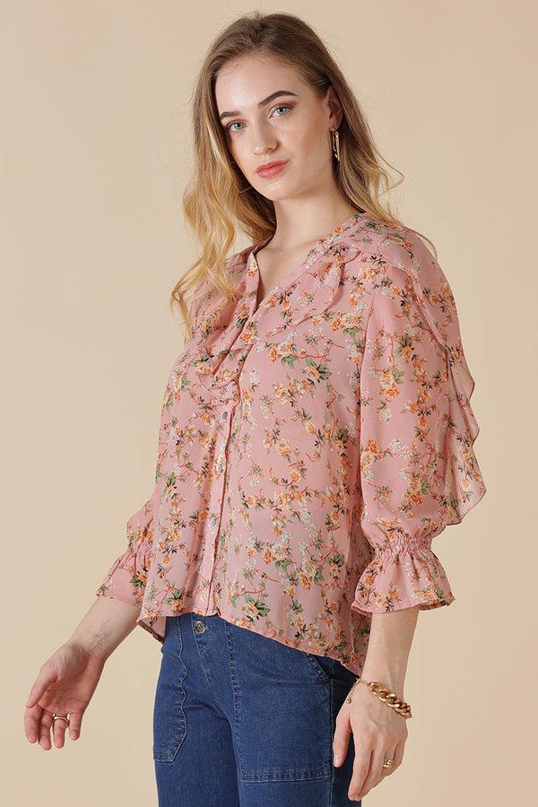 Gipsy Gipsy Peach Georgette Blouse Orange