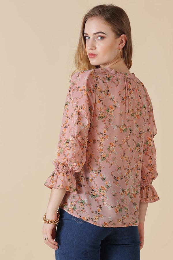 Gipsy Gipsy Peach Georgette Blouse Orange