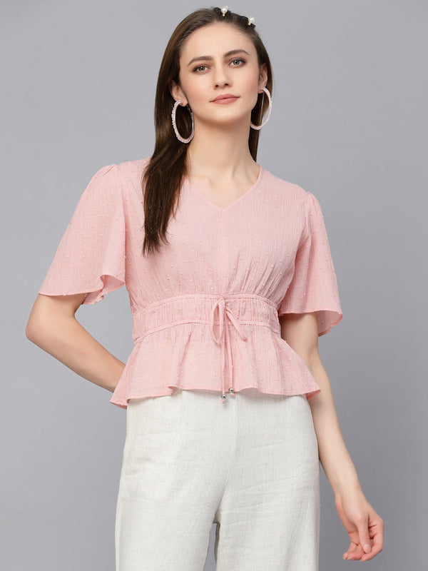 gipsy Gipsy Pink Cotton Dobby Blouse Pink