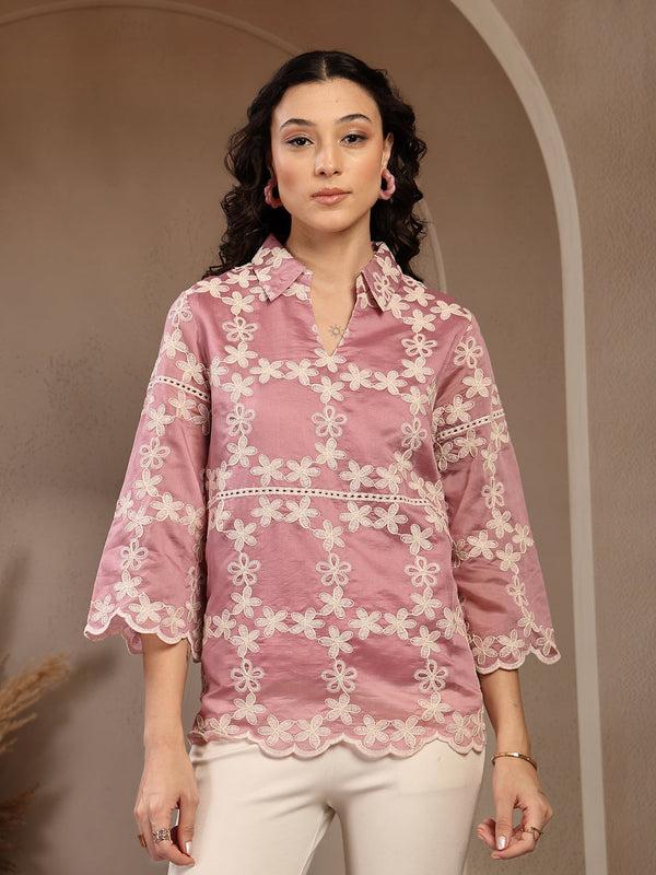 gipsy Gipsy Pink Embroidered Cotton Tunic
