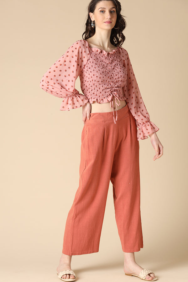 gipsy Gipsy Pink Fashion Georgette Crop Top Pink