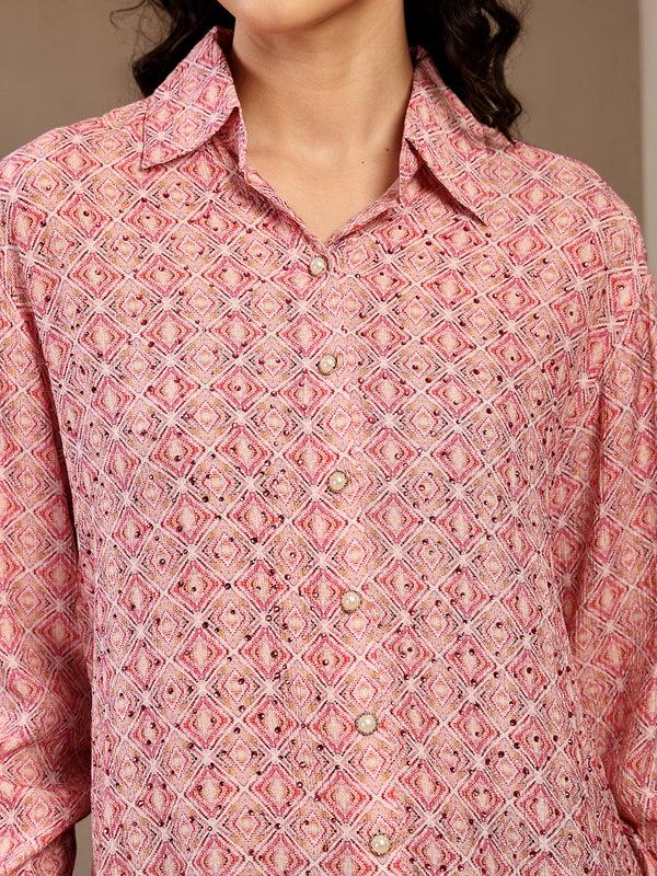 Gipsy Gipsy Pink Greek Printed Shirt