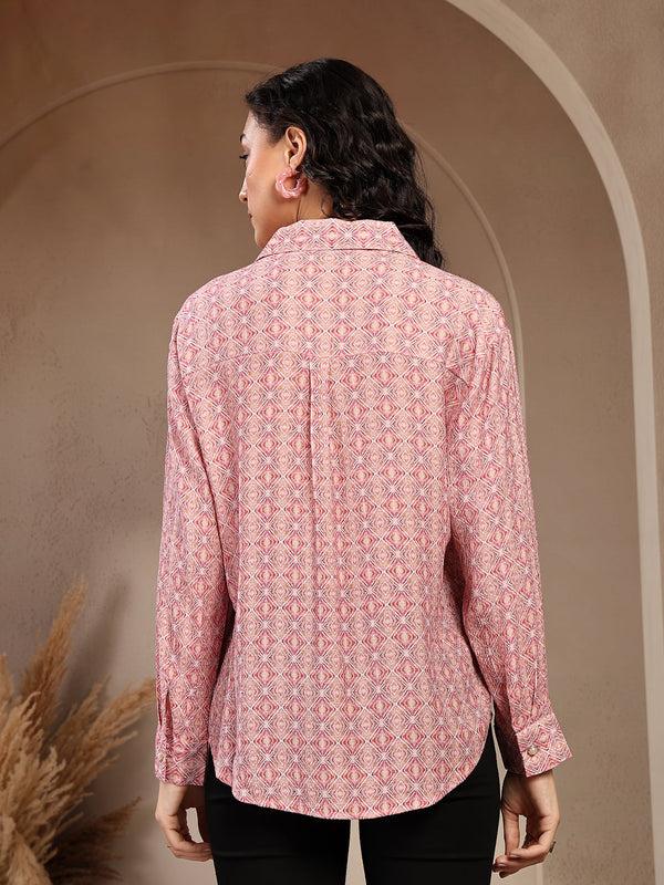 Gipsy Gipsy Pink Greek Printed Shirt