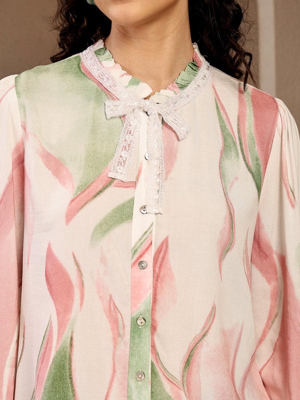 Gipsy Gipsy Pink Printed Rayon Blouse