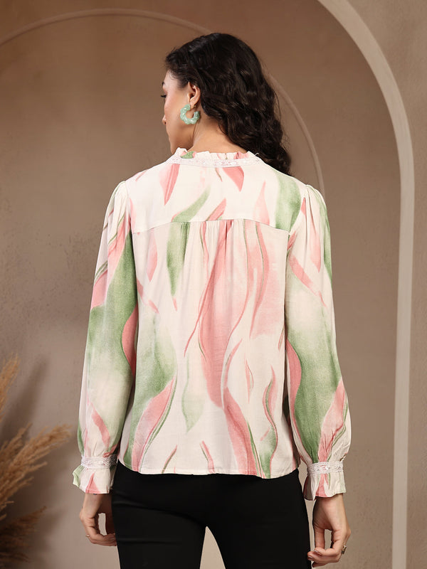 Gipsy Gipsy Pink Printed Rayon Blouse