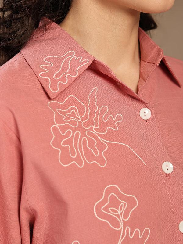 Gipsy Gipsy Pink Solid Cotton Shirt Pink