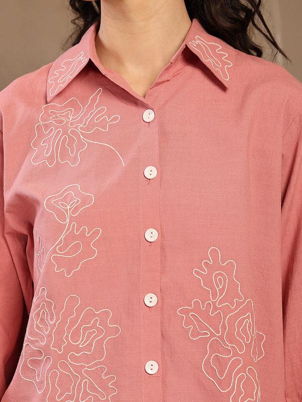 Gipsy Gipsy Pink Solid Cotton Shirt Pink