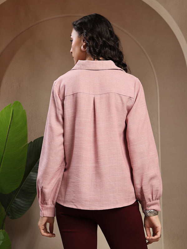 Gipsy Gipsy Pink Solid Cotton Shirt Pink