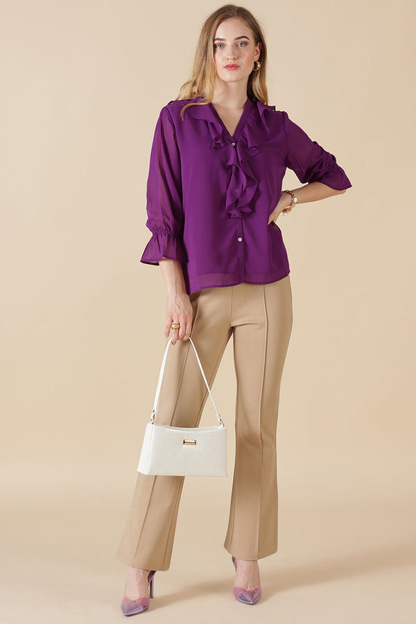 Gipsy Gipsy Purple Georgette Blouse Purple