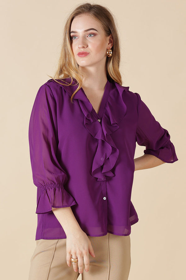 gipsy Gipsy Purple Georgette Blouse Purple
