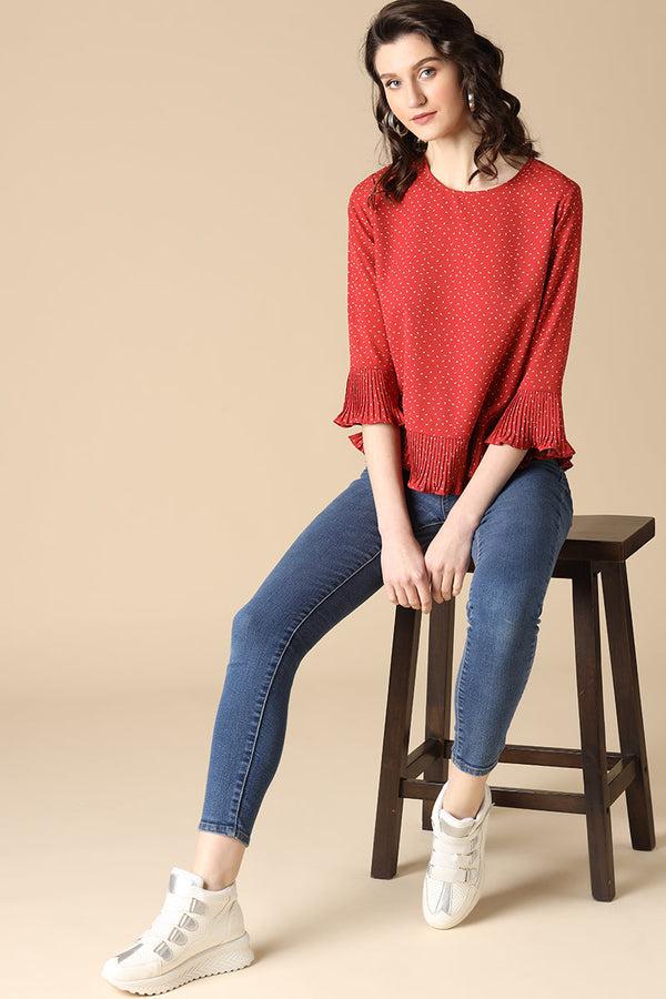 Gipsy Gipsy Red Fashion Rayon Crepe Blouse Red