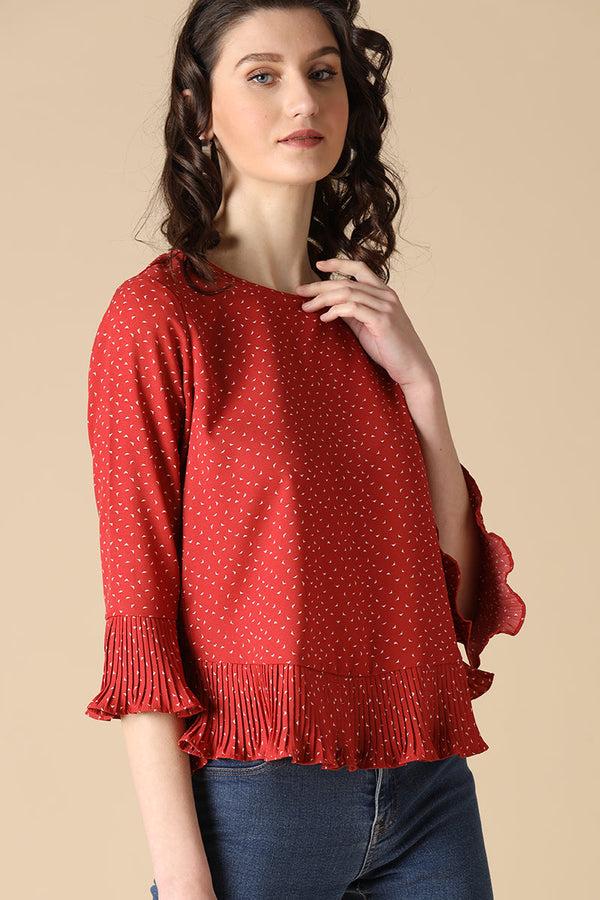 Gipsy Gipsy Red Fashion Rayon Crepe Blouse Red