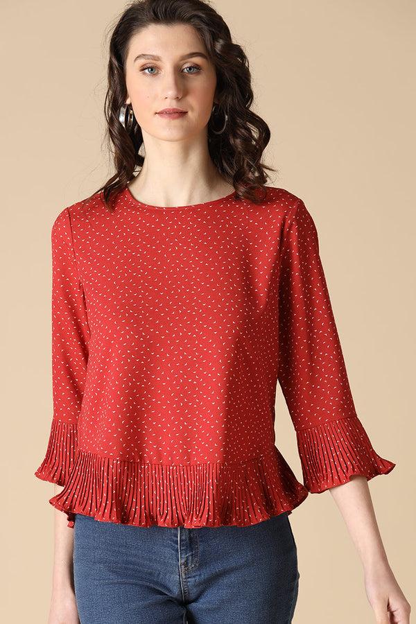 gipsy Gipsy Red Fashion Rayon Crepe Blouse Red