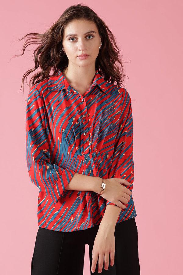 gipsy Gipsy Red Georgette Tunic Red