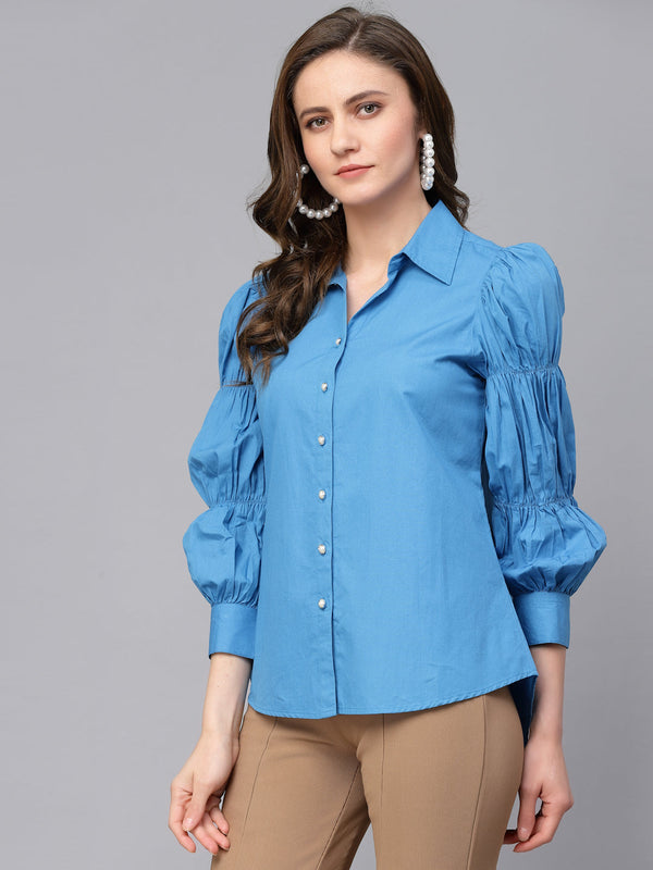Gipsy Gipsy Royal Blue Cotton Shirt Royal Blue