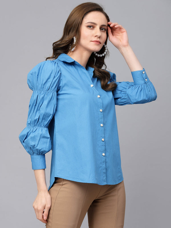 Gipsy Gipsy Royal Blue Cotton Shirt Royal Blue
