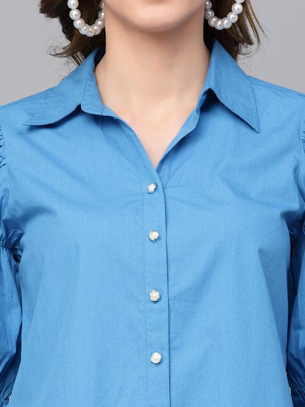 Gipsy Gipsy Royal Blue Cotton Shirt Royal Blue
