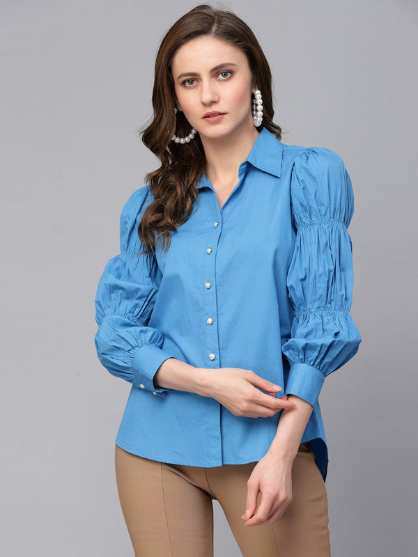 gipsy Gipsy Royal Blue Cotton Shirt Royal Blue