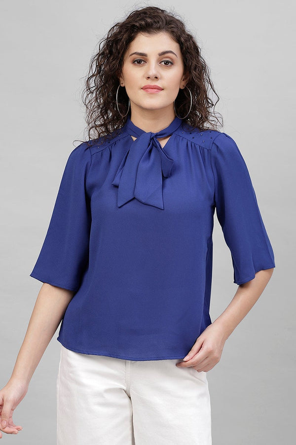 gipsy Gipsy Royal Blue Polyster Top Blue