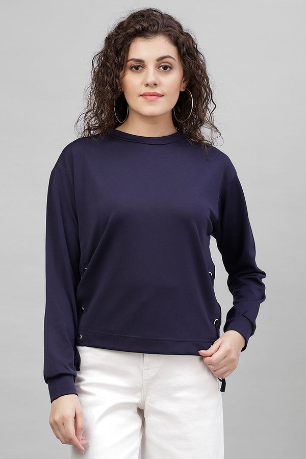 gipsy Gipsy Royal Blue Polyster Top Navy Blue