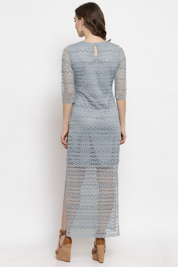 Gipsy Gipsy Sage Blue Floral Net Dress Blue