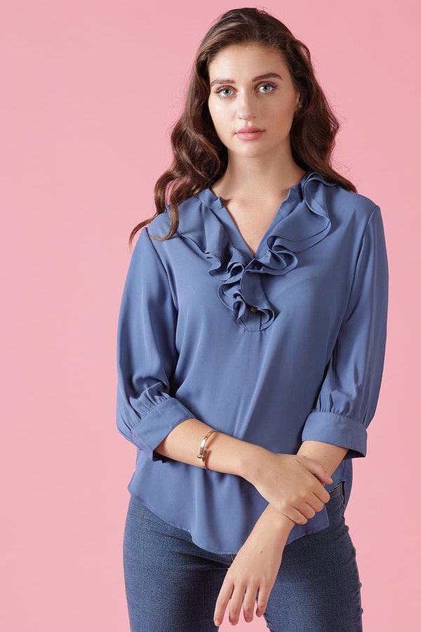 gipsy Gipsy Sage Blue Georgette Tunic Sage