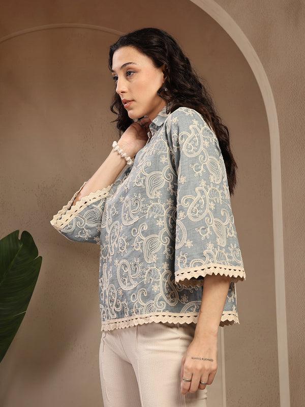 Gipsy Gipsy Sage Embroidered Rayon Tunic