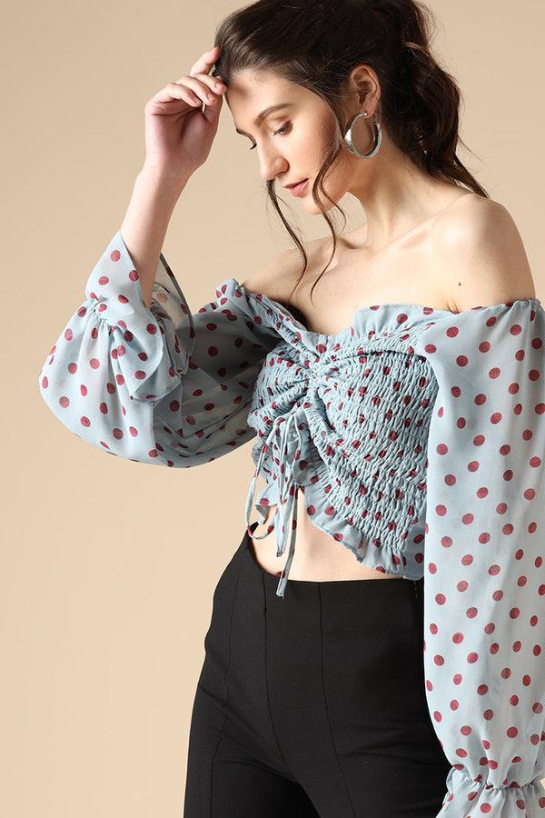 Gipsy Gipsy Sage Fashion Georgette Crop Top Sage