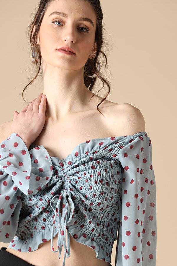 Gipsy Gipsy Sage Fashion Georgette Crop Top Sage