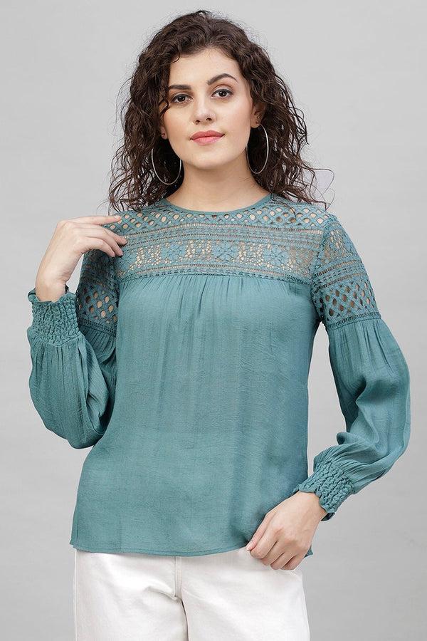 gipsy Gipsy Sage Polyster Top Navy Blue