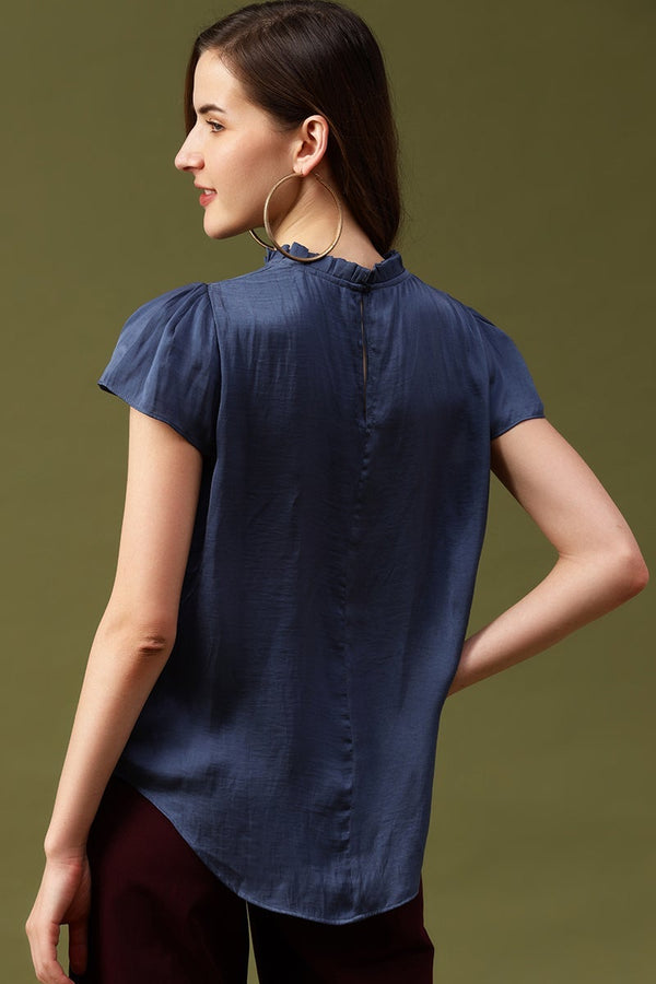 Gipsy Gipsy Steel Blue Solid Satin Top Steel Blue