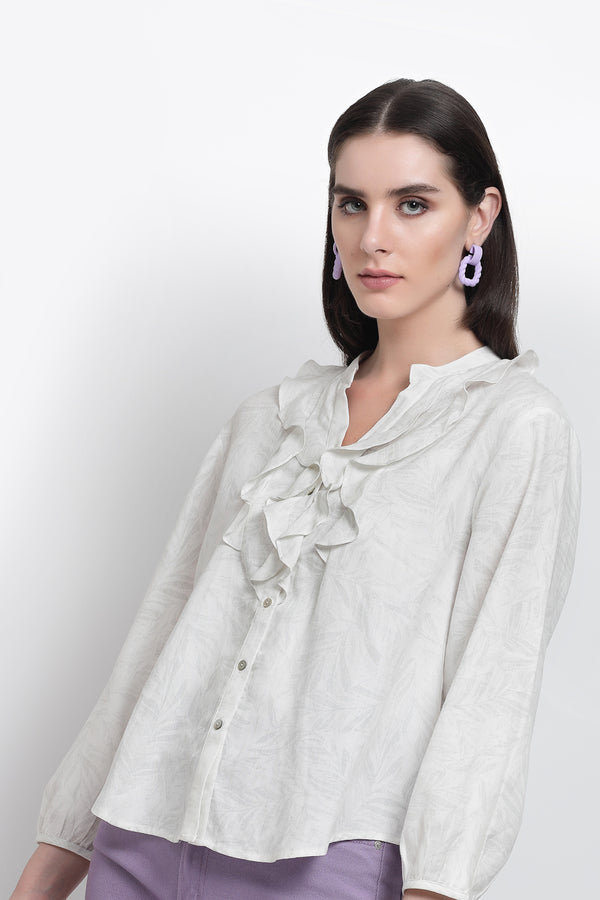 Gipsy Gipsy White Cotton Print Tunic White