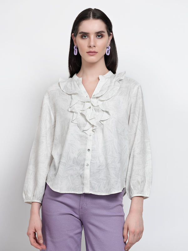 Gipsy Gipsy White Cotton Print Tunic White