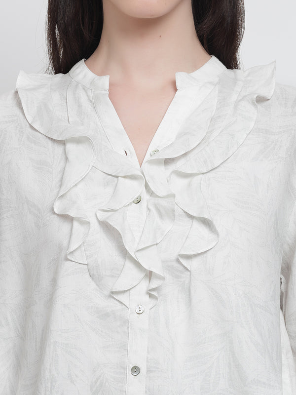 gipsy Gipsy White Cotton Print Tunic White