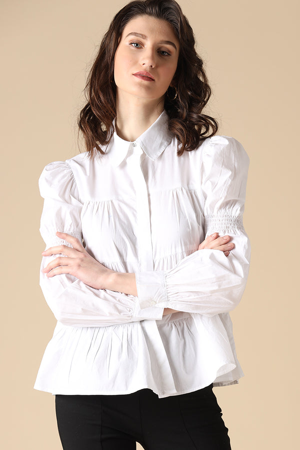 Gipsy Gipsy White Fashion Cotton Shirt White