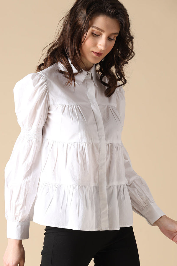 gipsy Gipsy White Fashion Cotton Shirt White