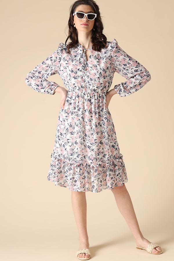 gipsy Gipsy White Fashion Georgette Dress White