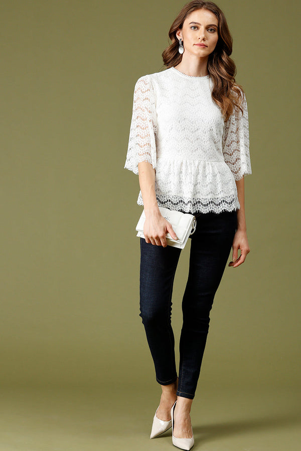 Gipsy Gipsy White Fashion Net Fabric Blouse White