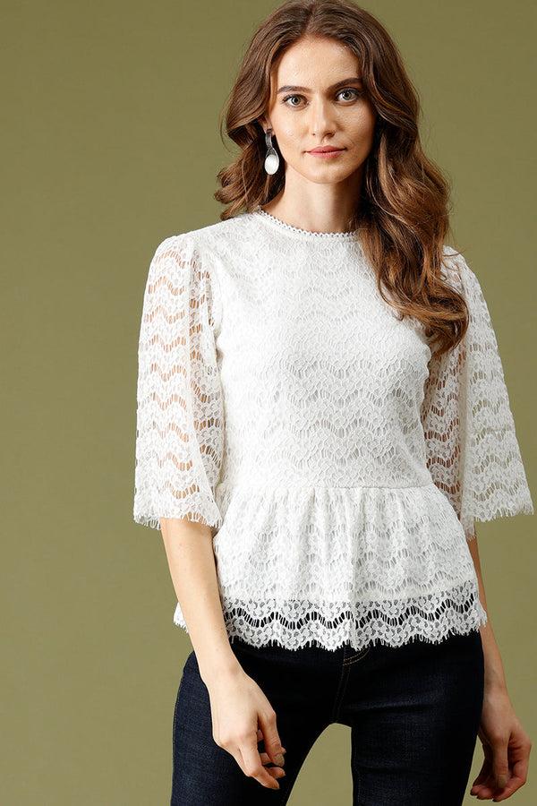 gipsy Gipsy White Fashion Net Fabric Blouse White