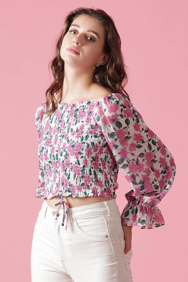 Gipsy Gipsy White Georgette Crop White