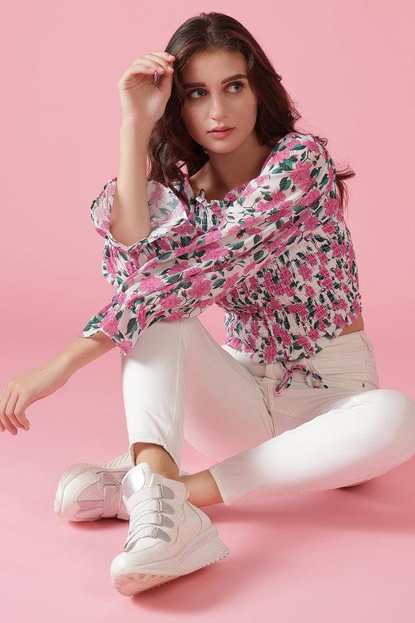 Gipsy Gipsy White Georgette Crop White