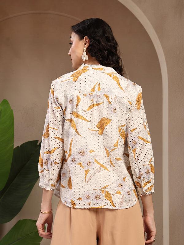 Gipsy Gipsy White Printed Cotton Tunic White