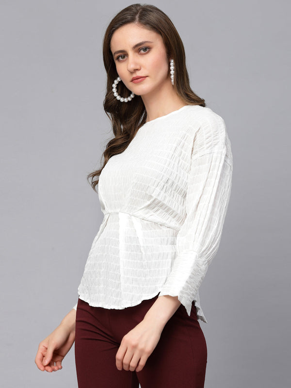 Gipsy Gipsy White Textured Cotton Blouse White