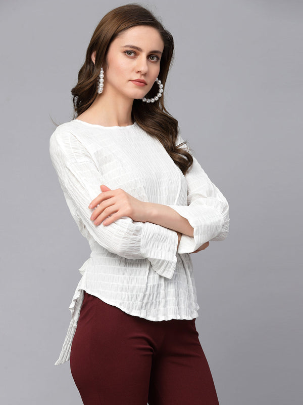 Gipsy Gipsy White Textured Cotton Blouse White